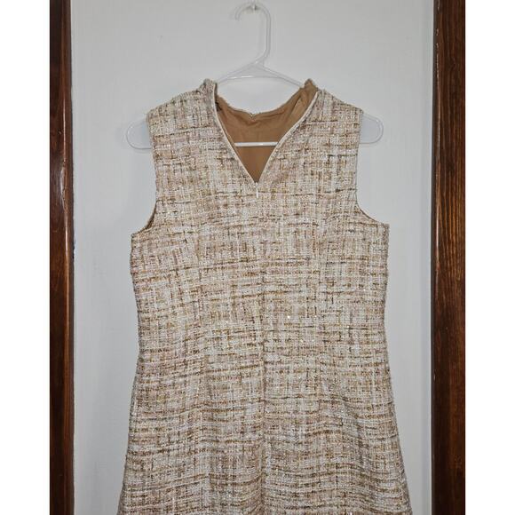 AKA Ivy Storehouse Tweed Sleeveless Shift Dress Pockets Sparkly High Neck Small - Picture 4 of 9